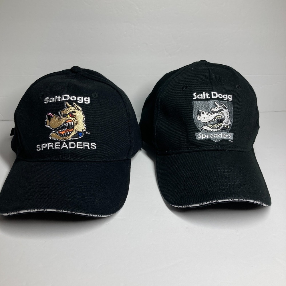 Salt Dogg Spreaders Cap Hat Lot of 2 Back Adjustable "Nothing Works Like a Dogg"